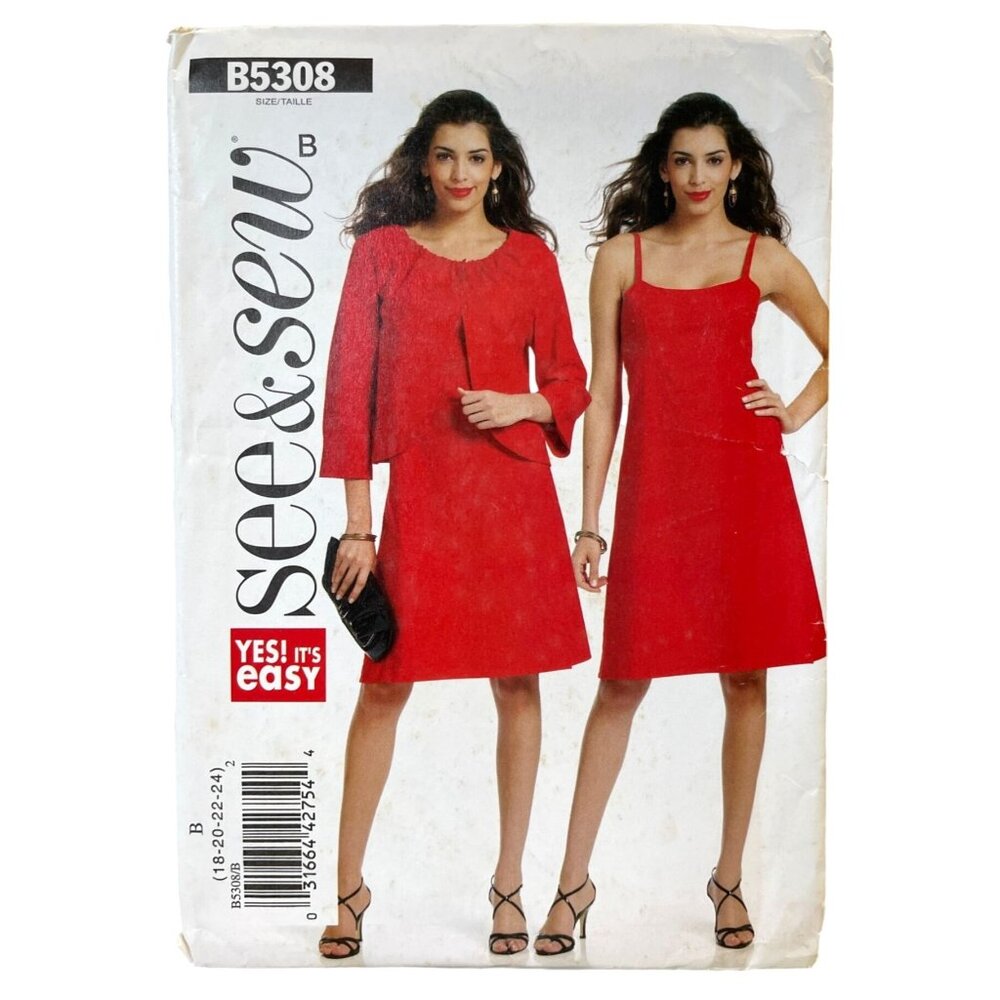 Butterick See and Sew Sewing Pattern 5308 Jacket‎ Dress Misses Size 18-24